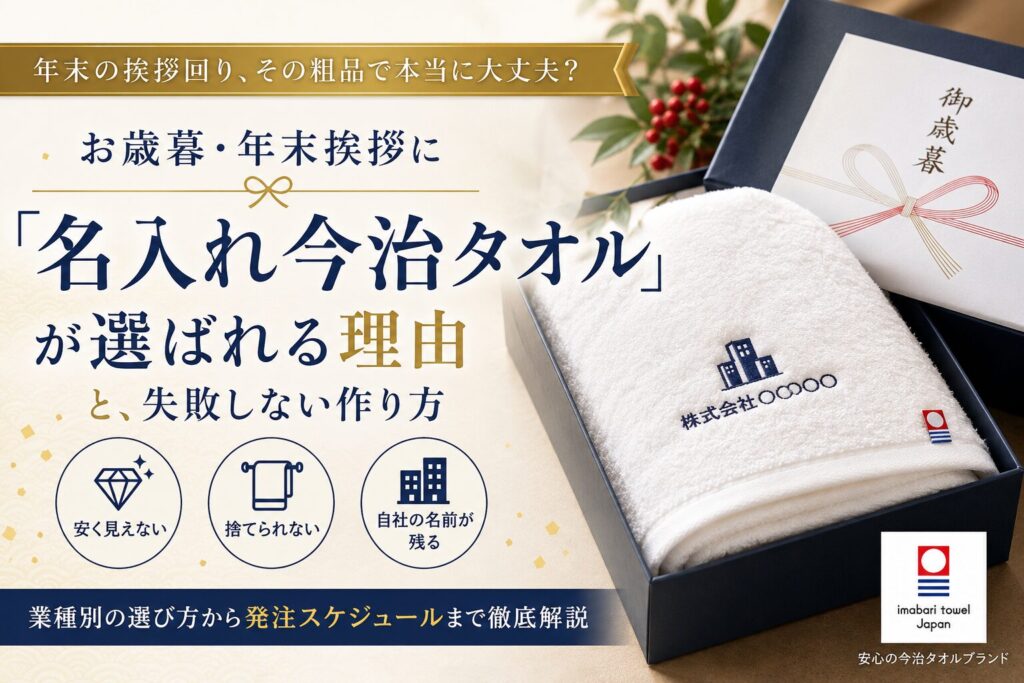 年末の挨拶回り、その粗品で本当に大丈夫? ―― お歳暮・年末挨拶に「名入れ今治タオル」